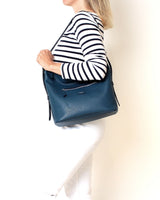 Navy Hobo Bag Calf Leather