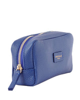 Unlined Cosmetic Case- Royal Blue Leather