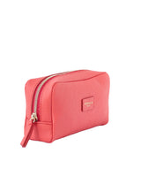 Unlined Cosmetic Case-Coral Leather
