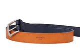 Navy Saffiano Leather Belt - Grecale Bags