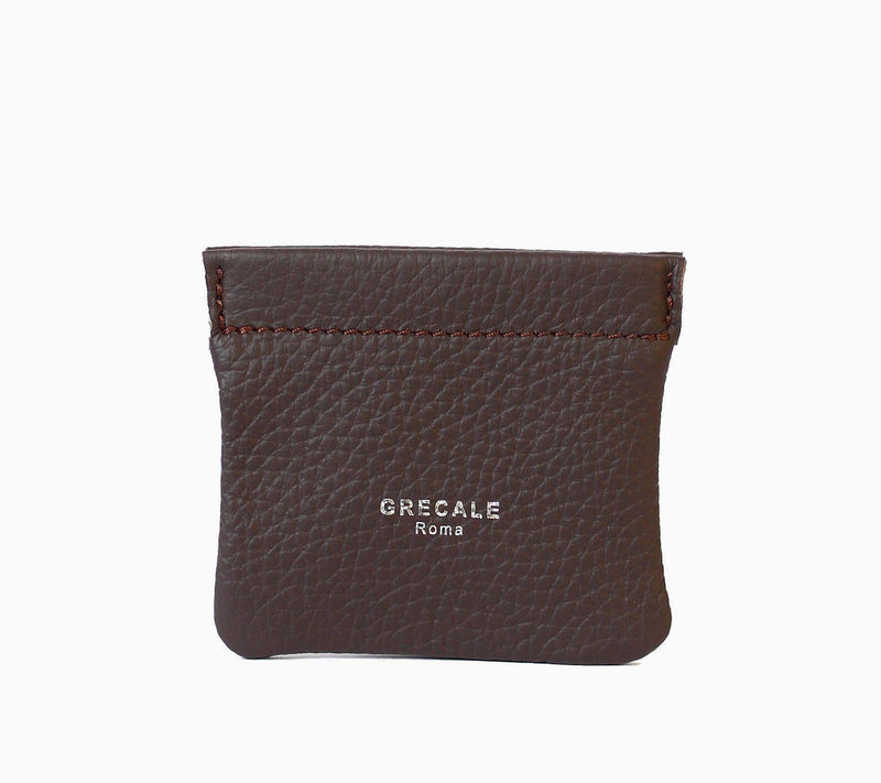 Snap Coin Purse- Dark Brown Leather - Grecale Bags