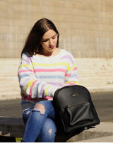 Black Leather Backpack- Calf Leather - Grecale Bags