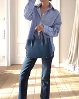 'Audrey' Navy Handbag-Calf Leather