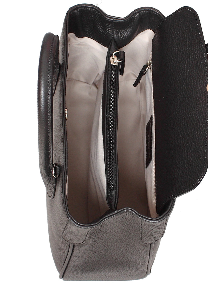 Black Italian Leather Handbag – Grecale Bags
