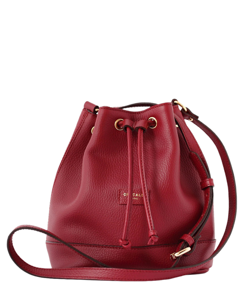 Leather Bucket Bag Burgundy