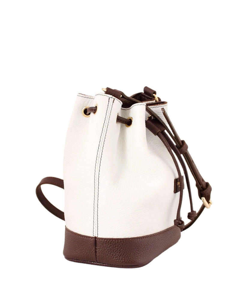 BUCKET- White & Brown Calf Leather