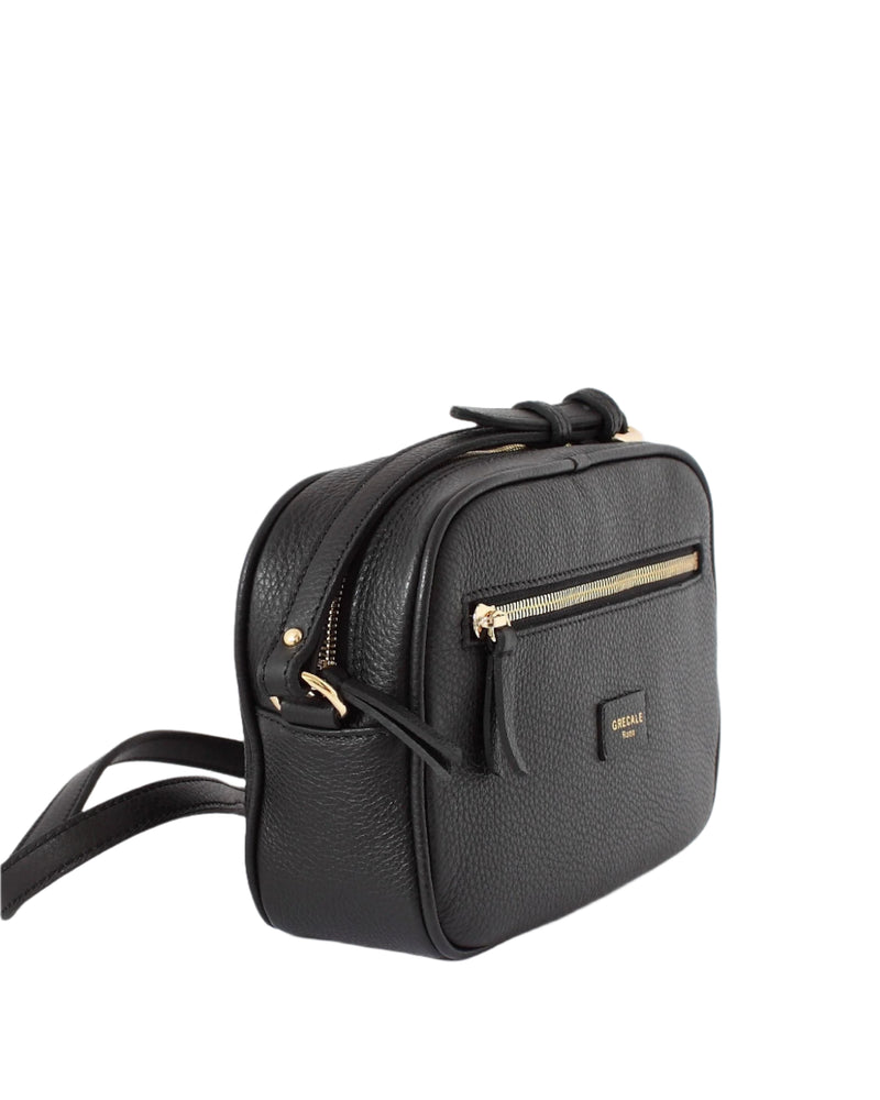 'Camera Bag Small'- Black Calf Leather