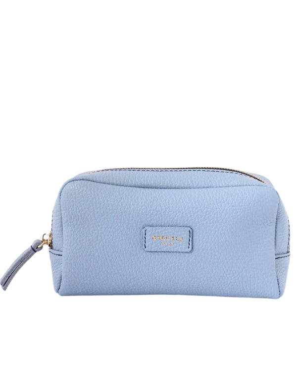 Unlined Cosmetic Case - Light Blue Leather