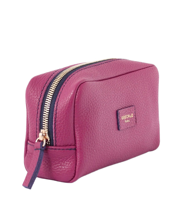 Beauty case in Pelle Magenta