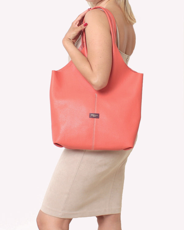 SIENNA- CORAL SHOPPING TOTE