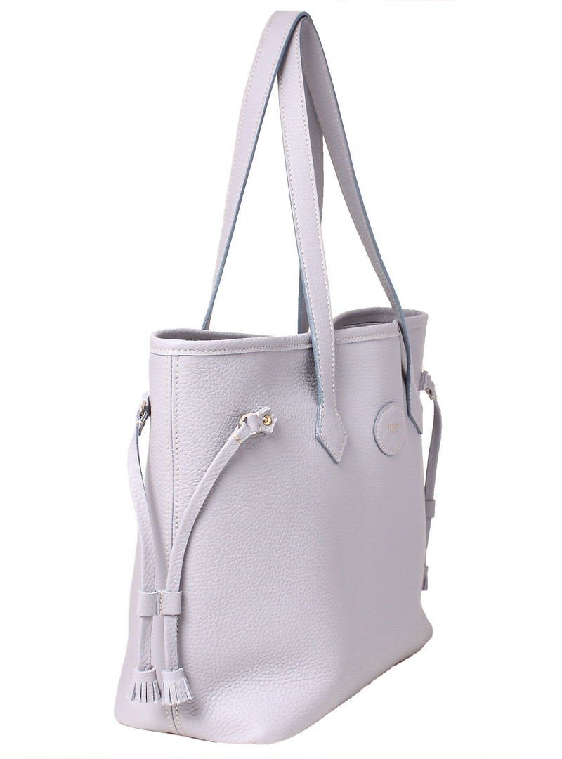 Light Blue Leather Tote- Calf Leather