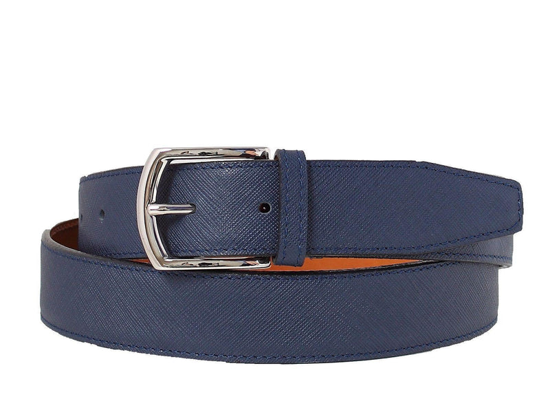 Navy Saffiano Leather Belt - Grecale Bags