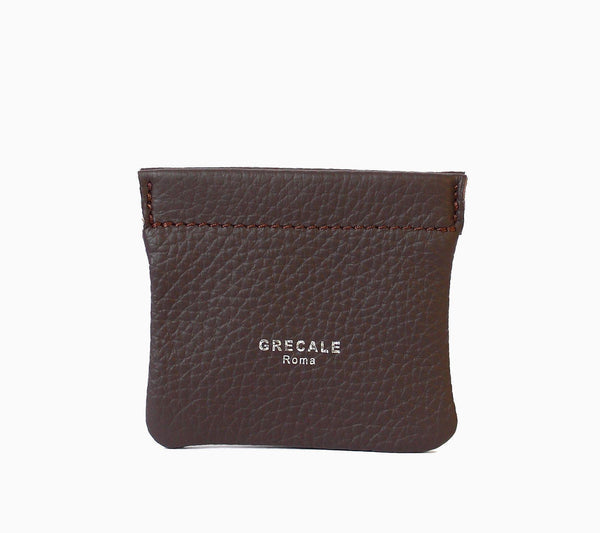 Snap Coin Purse- Dark Brown Leather - Grecale Bags