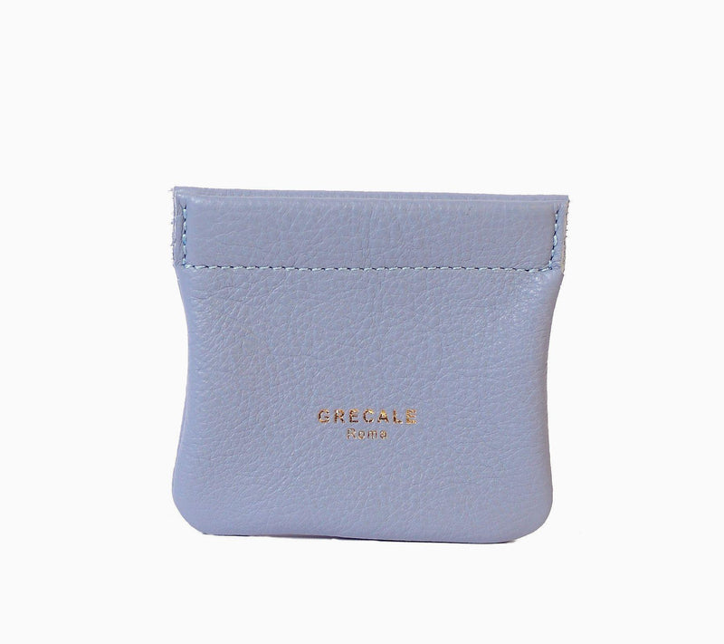 Snap Coin Purse- Light Blue Leather - Grecale Bags