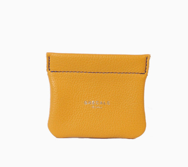 Snap Coin Purse- Yellow Leather - Grecale Bags