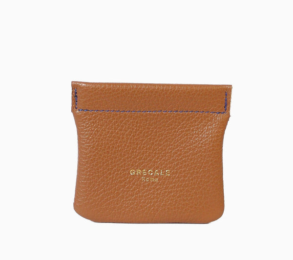 Snap Coin Purse- Light Brown Leather - Grecale Bags