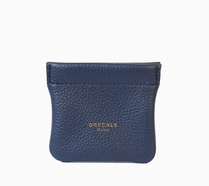 Snap Coin Purse- Navy Leather - Grecale Bags