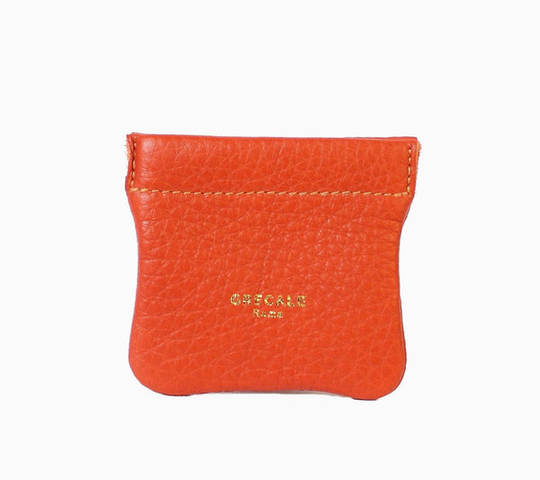 Snap Coin Purse- Orange Leather - Grecale Bags