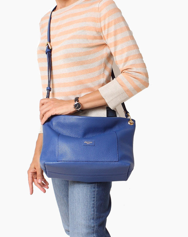 Blue Leather Shoulder Bag 