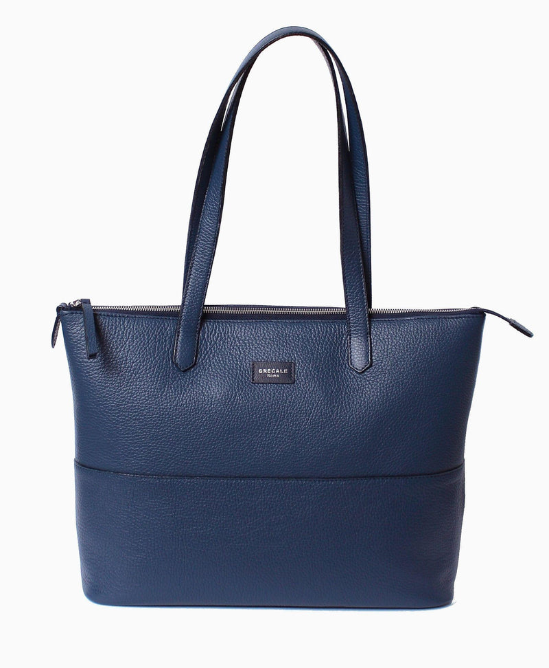Navy Leather Tote- Calf Leather - Grecale Bags