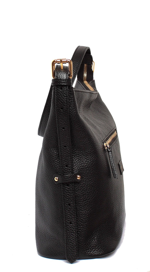 Black HOBO BAG-Pebble Calf Leather - Grecale Bags