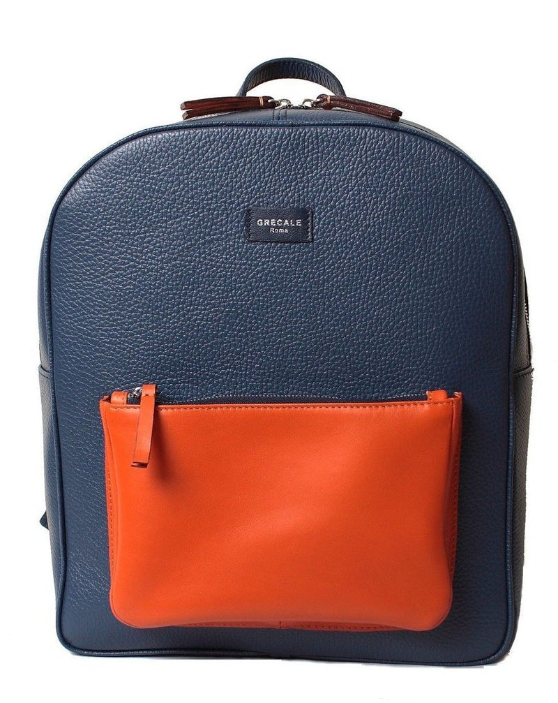 Blue Leather Backpack- Calf Leather - Grecale Bags