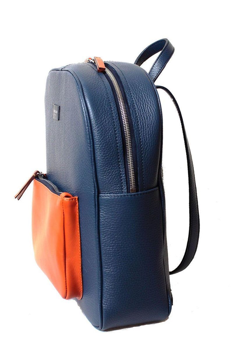 Blue Leather Backpack- Calf Leather - Grecale Bags