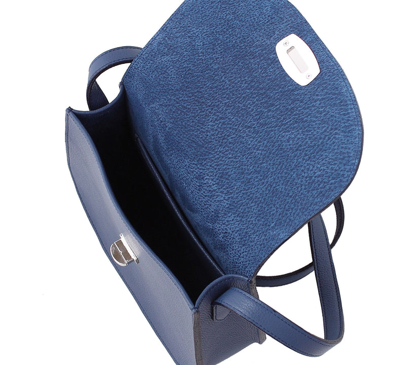 Blue Gray Satchel Bag- Calf Leather