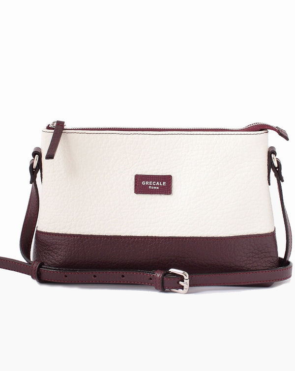 MAIDA- White and Burgundy Crossbody Bag