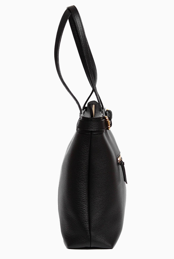 Black Shoulder Bag in Pebble Calf Leather - Grecale Bags