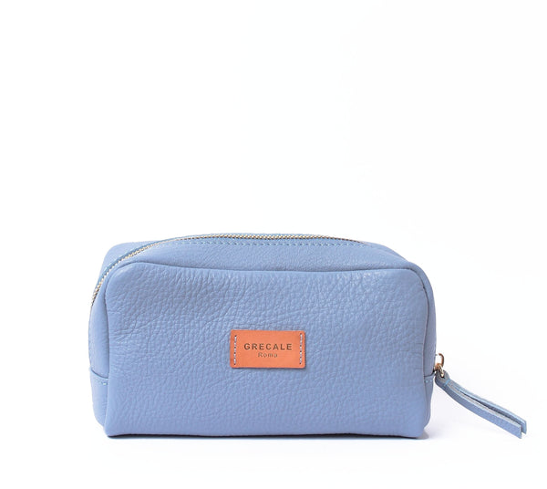 Cosmetic Case - Light Blue Leather