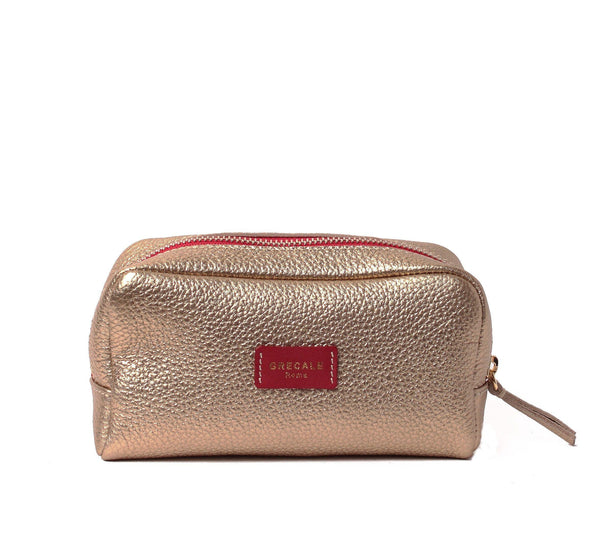 Cosmetic Case- Gold Leather - Grecale Bags