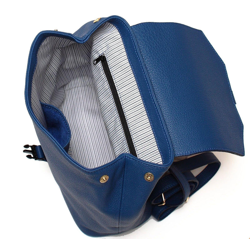 Cobalt Blue Backpack- Calf Leather - Grecale Bags